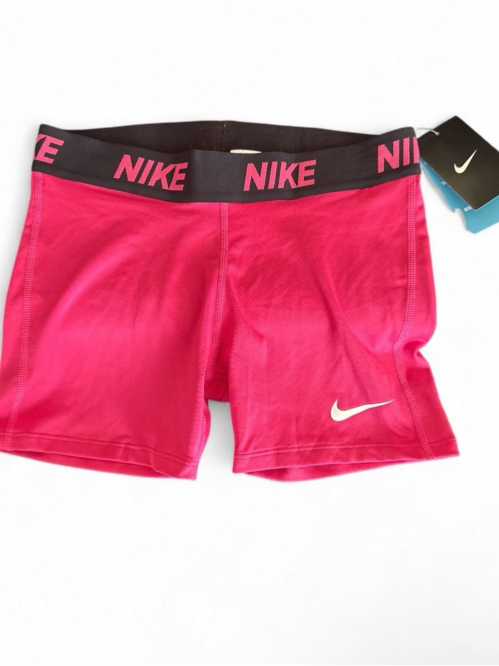 Nike Girls Hot Pink Compression Bike Shorts with Branded Waistband